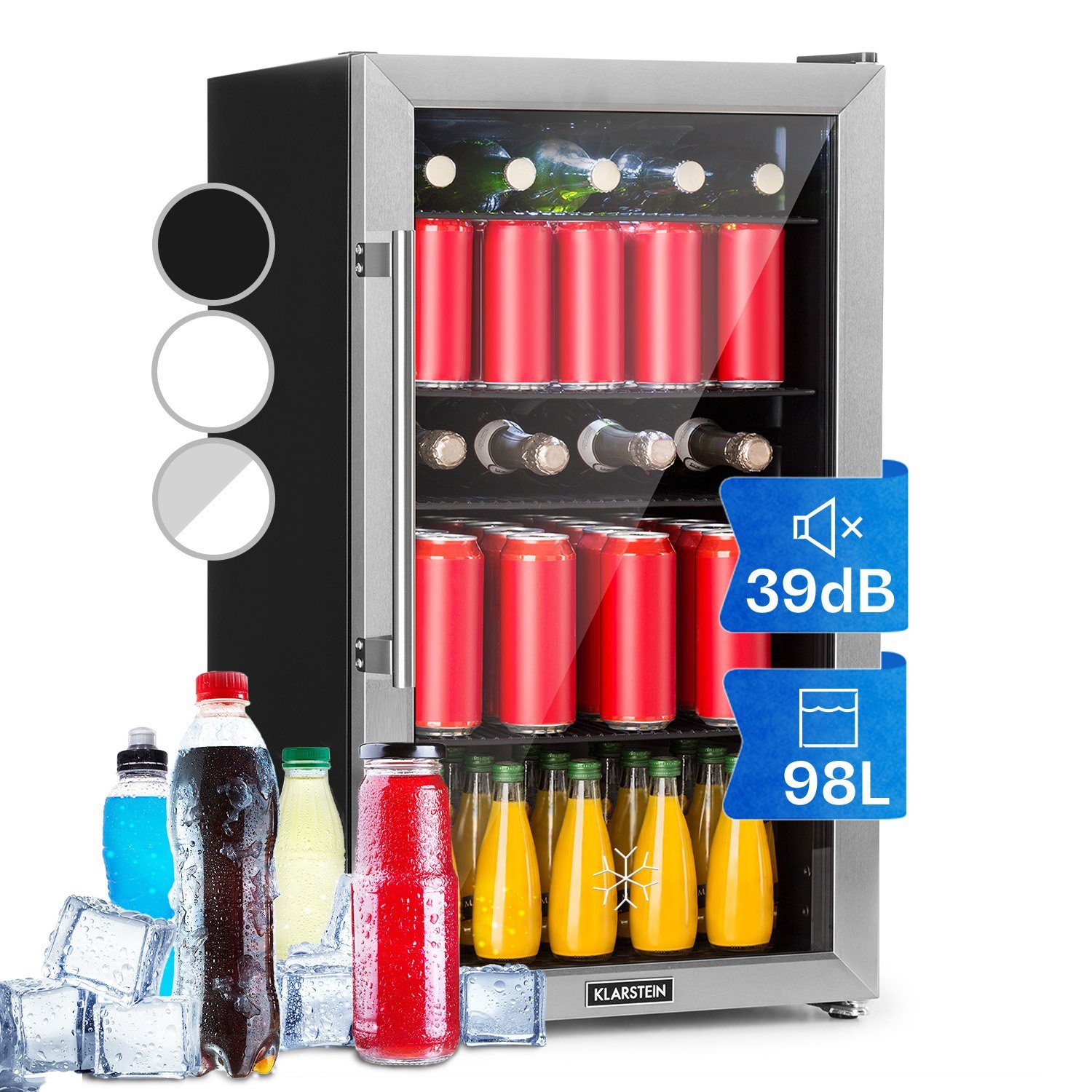 Klarstein Getränkekühlschrank HEA13-Beesafe-3XL-E 10046069, 83 cm hoch, 47 cm breit, Bierkühlschrank Getränkekühlschrank Flaschenkühlschrank mit Glastür